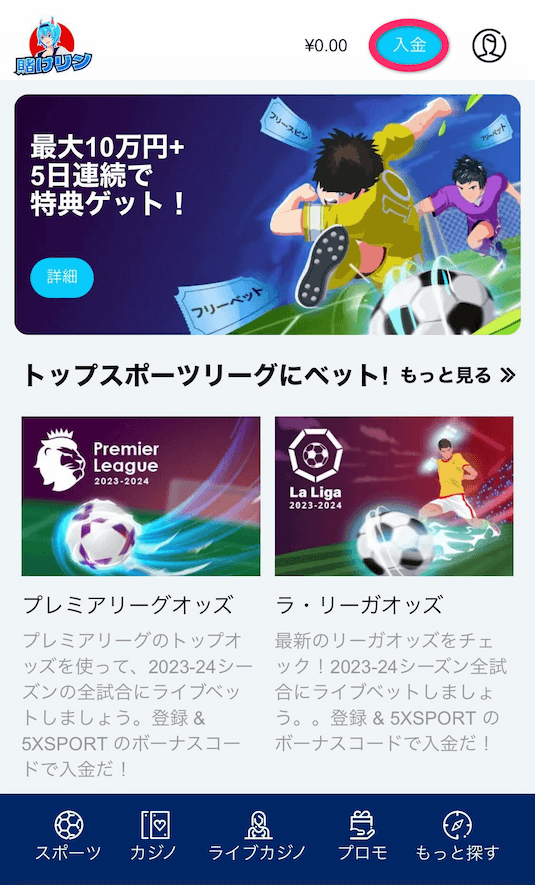 賭けっこリンリン 入金